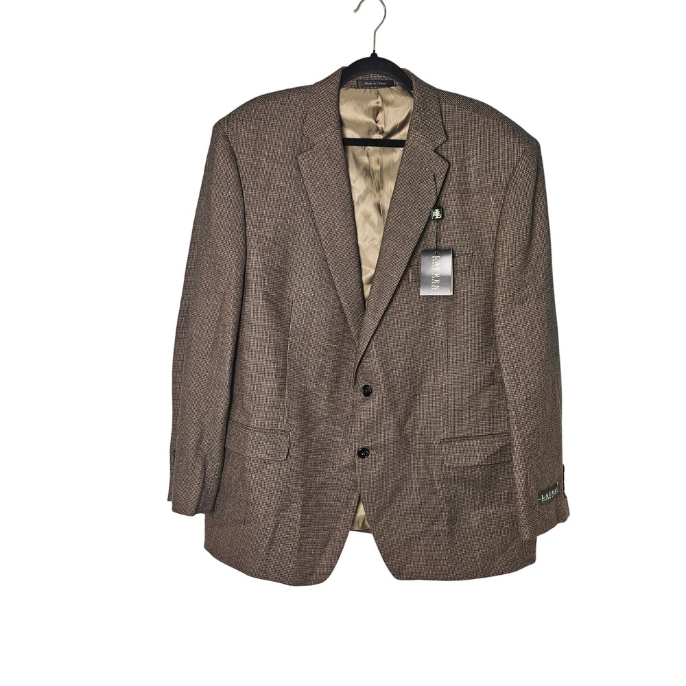 Ralph Lauren Light Brown Tweed Wool Sports Coat Blazer Mens 48R NEW $350